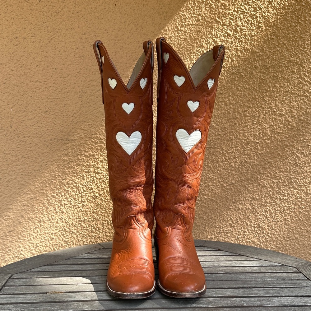 Limited edition brown and bone heart boots